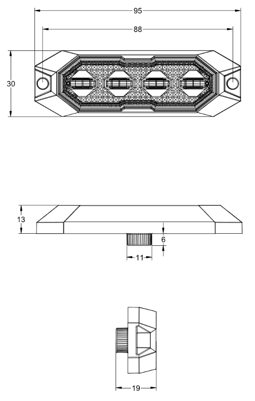 RAPTOR4 Heavy Duty 4 LED CLASS 1 Amber Perimeter Warning Light